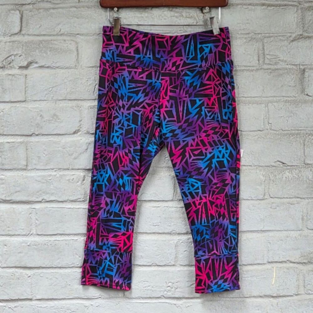 Danskin Now Studio Women's Capri Leggings Small 4-6 Neon Geometric Workout